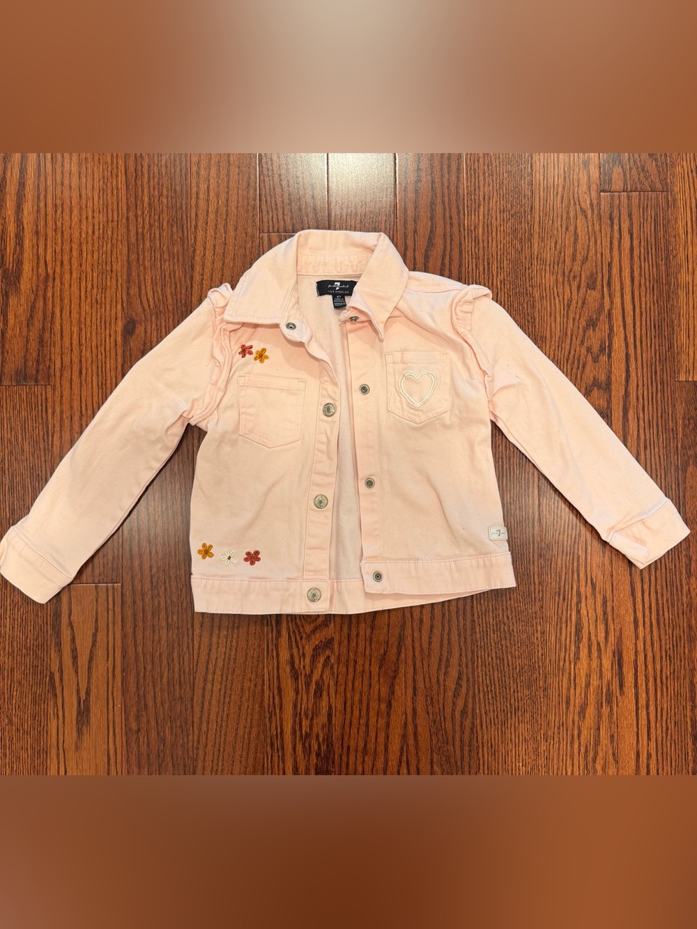 7 For All Mankind Pink Embroidered Denim Jacket